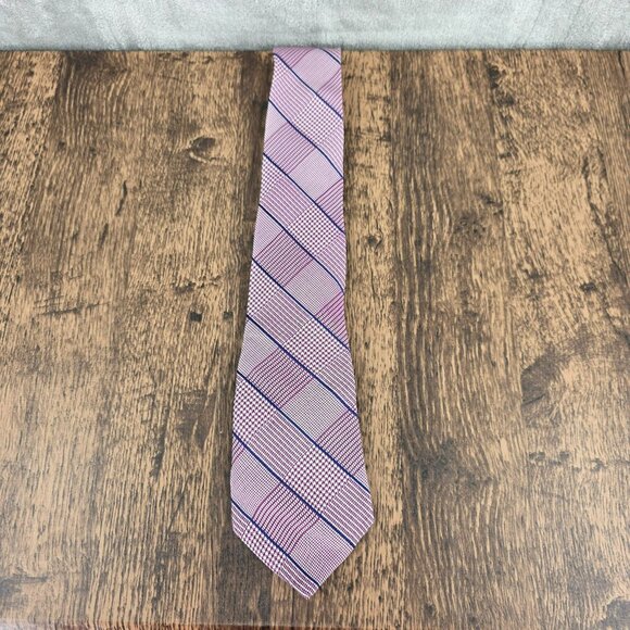 Ralph Lauren LRL Tie Purple Blue Houndstooth Plaid Striped Handmade Silk Preppy - Picture 4 of 8